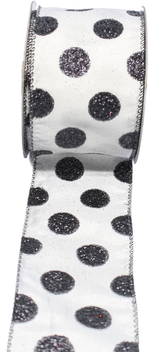 Halloween Wire Ribbon 2.5 inches x 25 feet - Black Sparkle