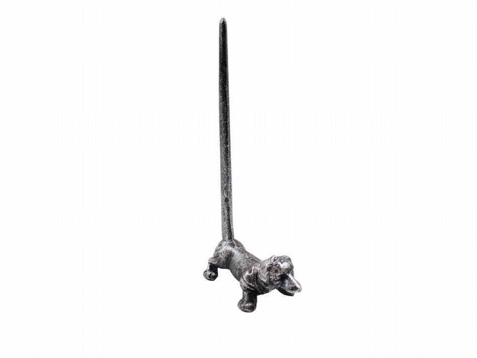 Rustic Silver Cast Iron Dog Extra Toilet Paper Stand 12""