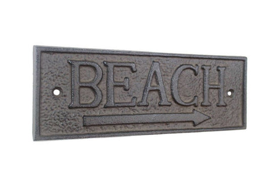 Cast Iron Beach Sign 9""