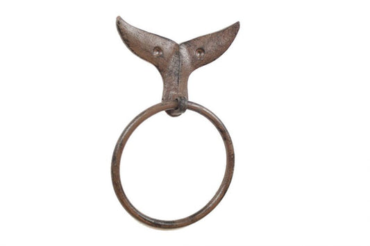 Cast Iron Decorative Whale Tail Towel Holder 7.5""