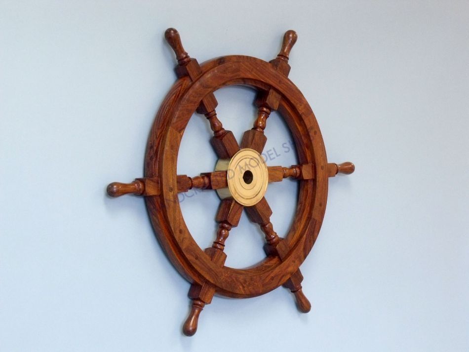 Deluxe Class Wood and Brass Decorative Ship Wheel 30""