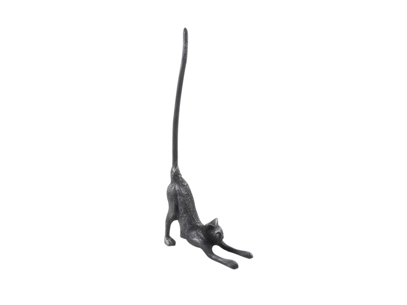 Rustic Silver Cast Iron Yoga Cat Kitchen Paper Towel Holder 19""