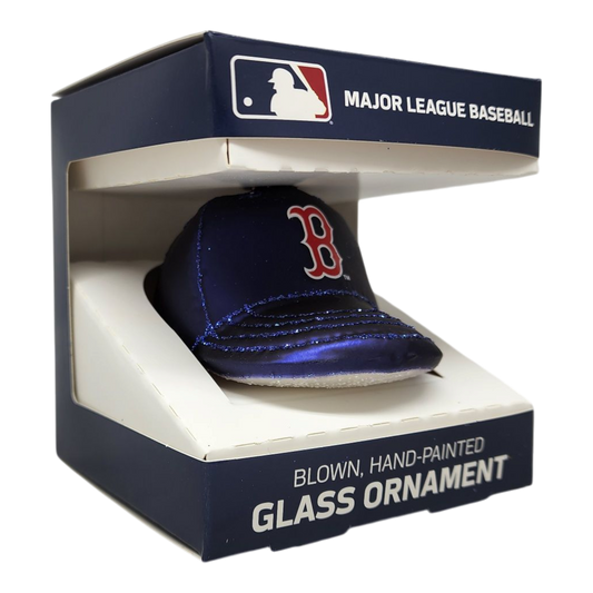 Boston Red Sox Baseball Cap Glass Ornament