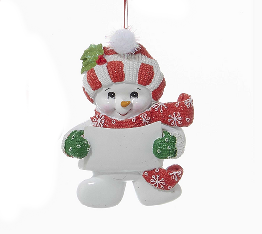 Snow Kid Ornament - Girl - Striped Hat