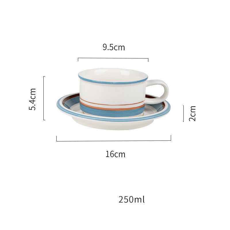 Medieval Ceramic Vintage Hand-painted Replica Coffee Cup And Saucer Wide Mouth Cup