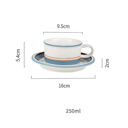 Medieval Ceramic Vintage Hand-painted Replica Coffee Cup And Saucer Wide Mouth Cup