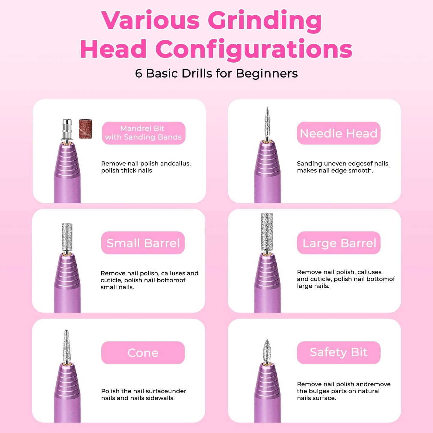 Portable Electric Nail Drill, Professional Nail File Kit For Acrylic Acid, Gel Nail, Nail Trimming With Nail Drill, Pedicure Abrasive Belt, Rose Gold