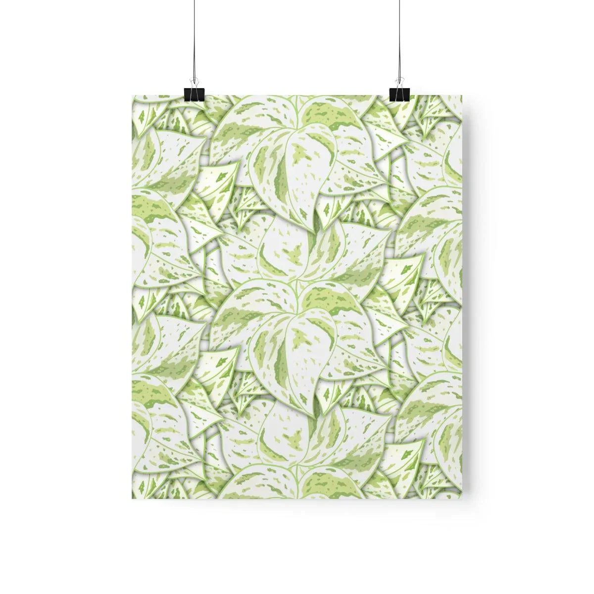 Snow Queen Pothos Pattern Botanical Print – Unframed Wall Art