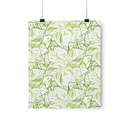 Snow Queen Pothos Pattern Botanical Print – Unframed Wall Art