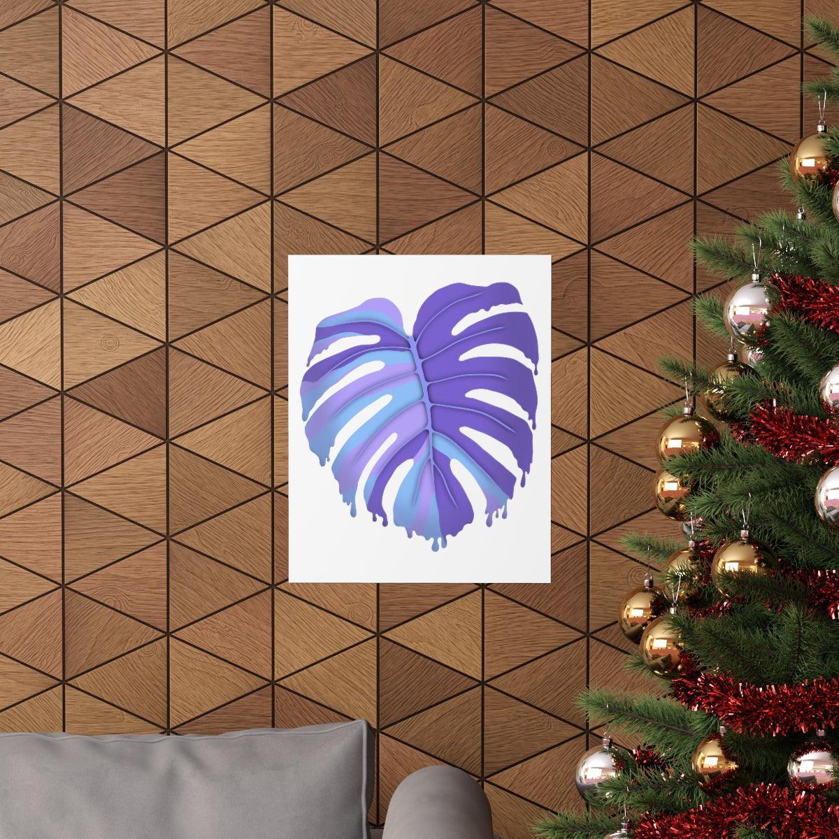 Purple Melting Monstera Botanical Print – Unframed Wall Art