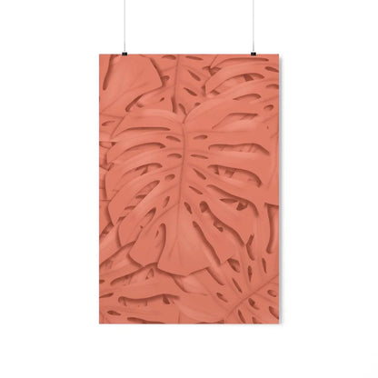 Coral Monstera Botanical Print – Unframed Wall Art