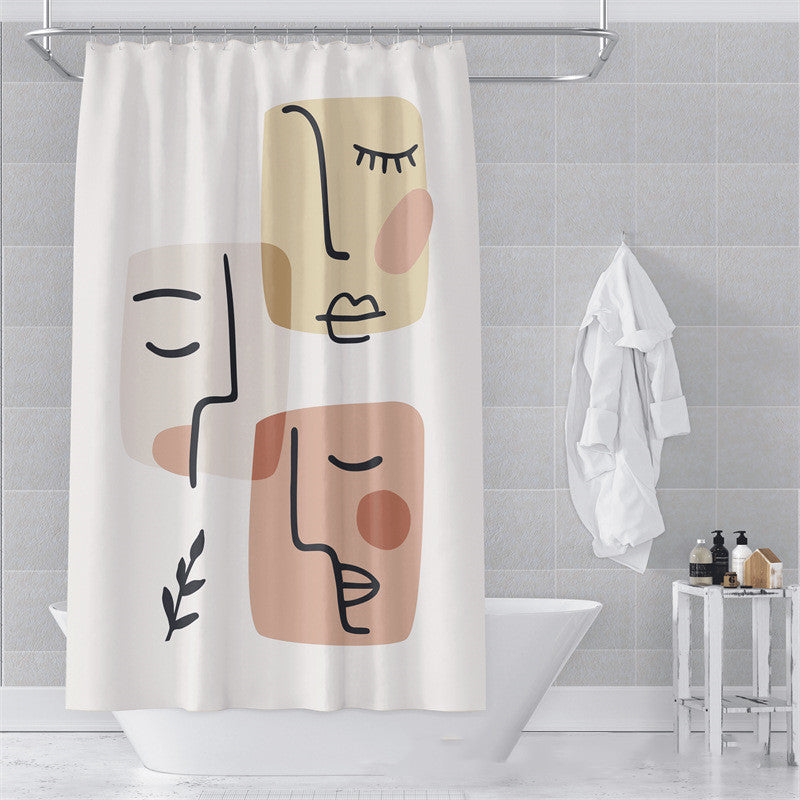 Morandi Abstract Art Shower Curtain - Luxury Waterproof Polyester Fabric with Muted Earth Tones for Modern Minimalist Decor