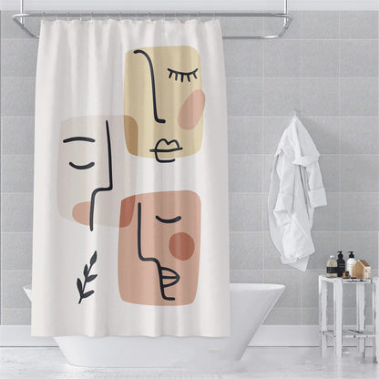 Morandi Abstract Art Shower Curtain - Luxury Waterproof Polyester Fabric with Muted Earth Tones for Modern Minimalist Decor