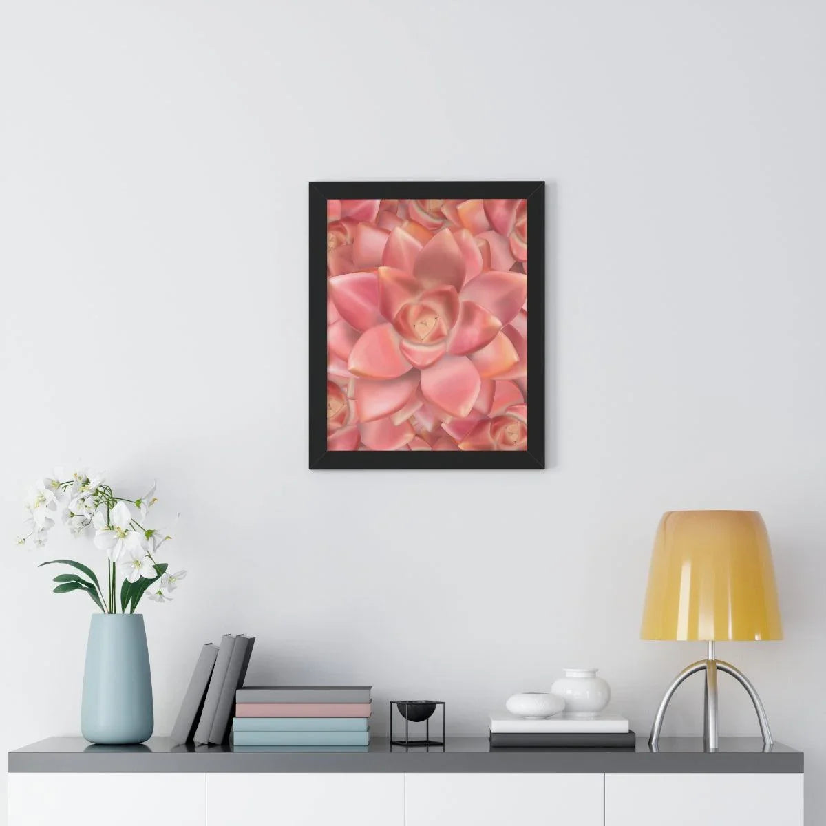 Graptosedum California Sunset Succulent Pattern Framed Print – Botanical Wall Art