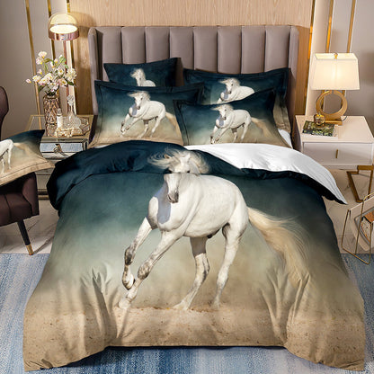 Horse Series 3D Digital Printing Bed Three-piece Set