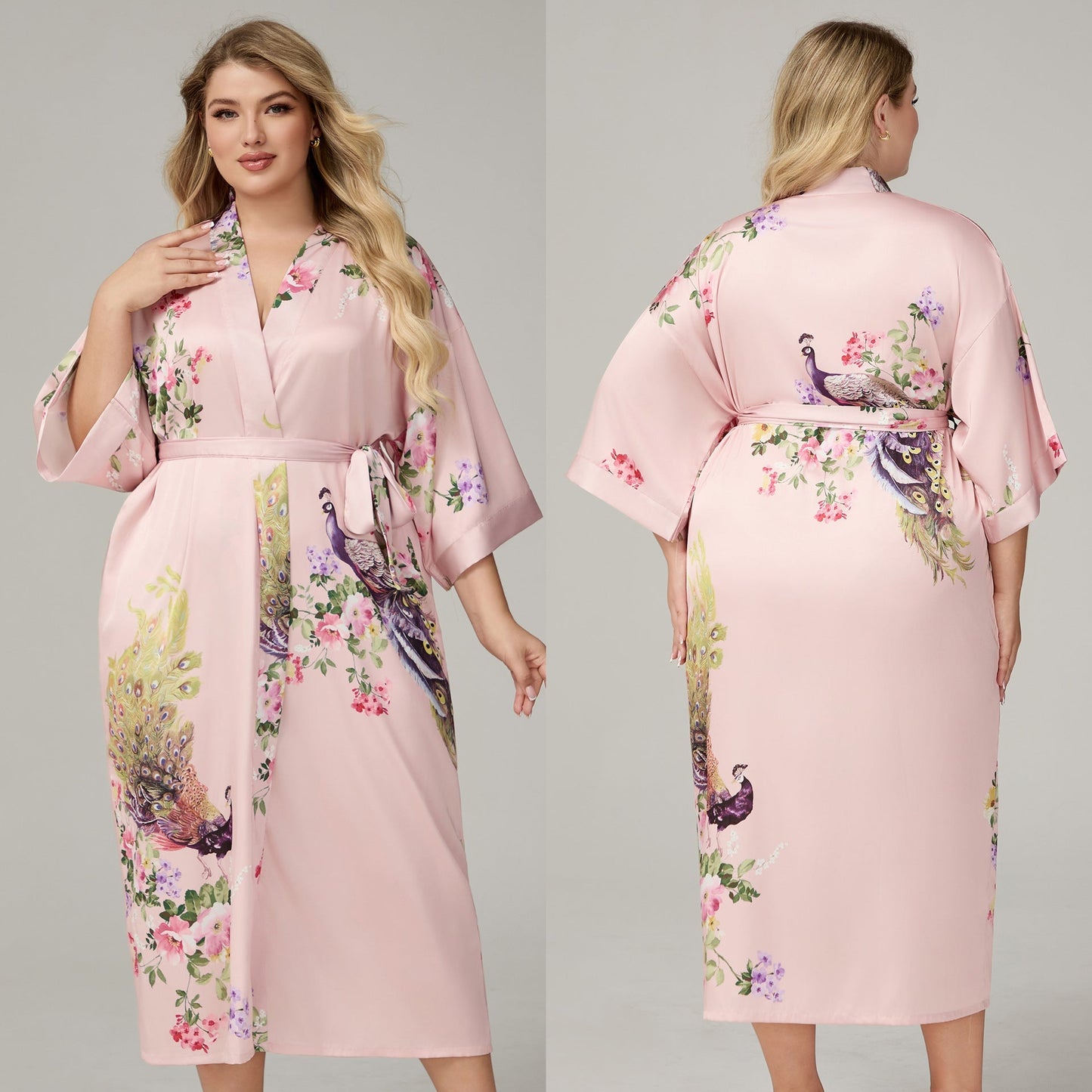 Womens Luxe Satin Robe - Lightweight Imitation Silk Loungewear & Sleepwear