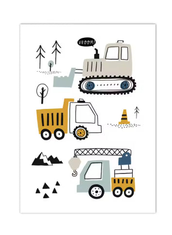 Excavator Canvas Art Poster Decoration Painting