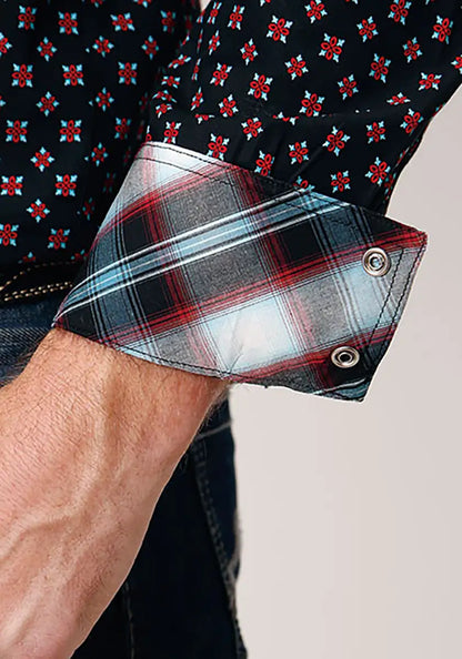 Roper Black Canyon Cottage Foulard (Black) - Men's Western Shirt