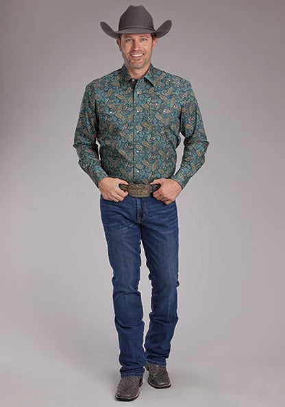 Roper 2382 Dusk Paisley (Blue) - Men's Western Shirt