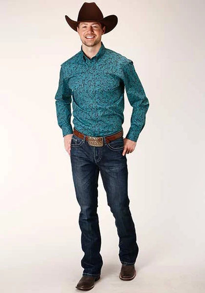 Roper 1377 Agave Paisley (Blue) - Men's Western Shirt