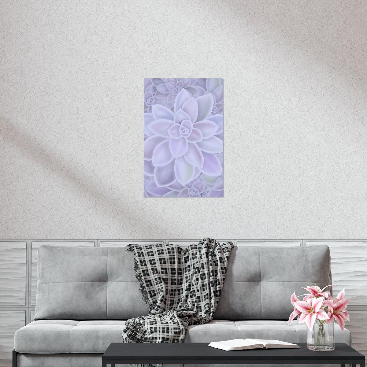 Graptopetalum Murasaki Succulent Pattern Botanical Print – Unframed Wall Art