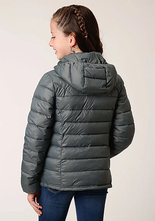 Roper Girl's Lightweight Hooded Puffer Coat (Sage) - Children's Jacket