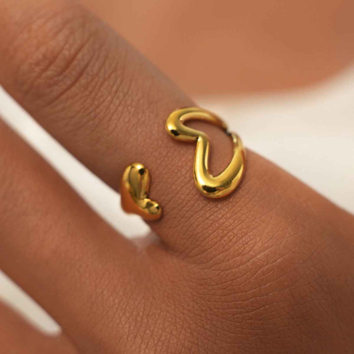 Stainless Steel Open Ring With A Hollowed-out Heart Design