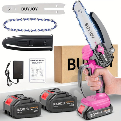 6-inch Cordless Lightweight Electric Landscaping Chainsaw w/ L-ion Battery, Chain And Fast Charger