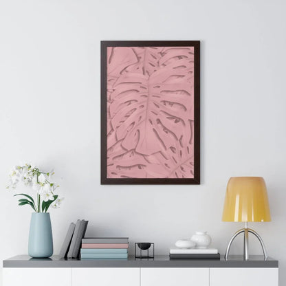 Soft Pink Monstera Framed Print – Botanical Wall Art