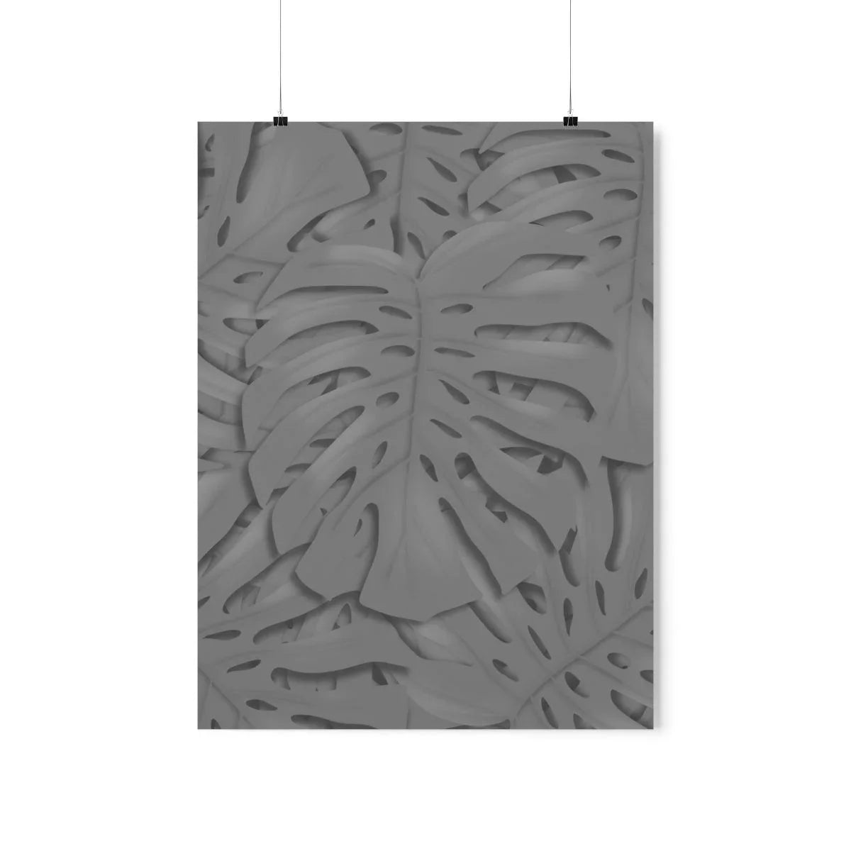 Grey Monstera Botanical Print – Unframed Wall Art