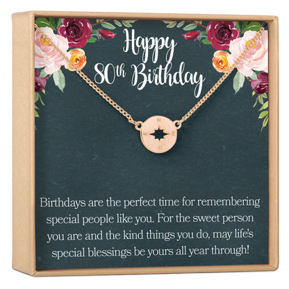 80th Birthday Necklace, Multiple Styles