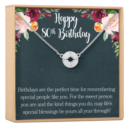 80th Birthday Necklace, Multiple Styles