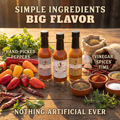 Hot Sauce 3-Pack Gift Set - Original, Habanero & Sweet Heat | Small Batch Restaurant Made | Lady May