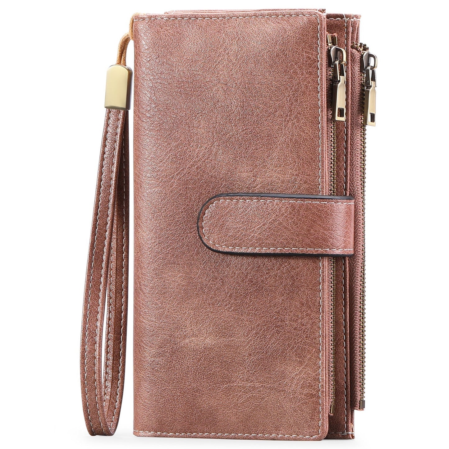 RFID Blocking Vintage Tri-fold Wallet - Multi-functional Oil Wax Leather Purse