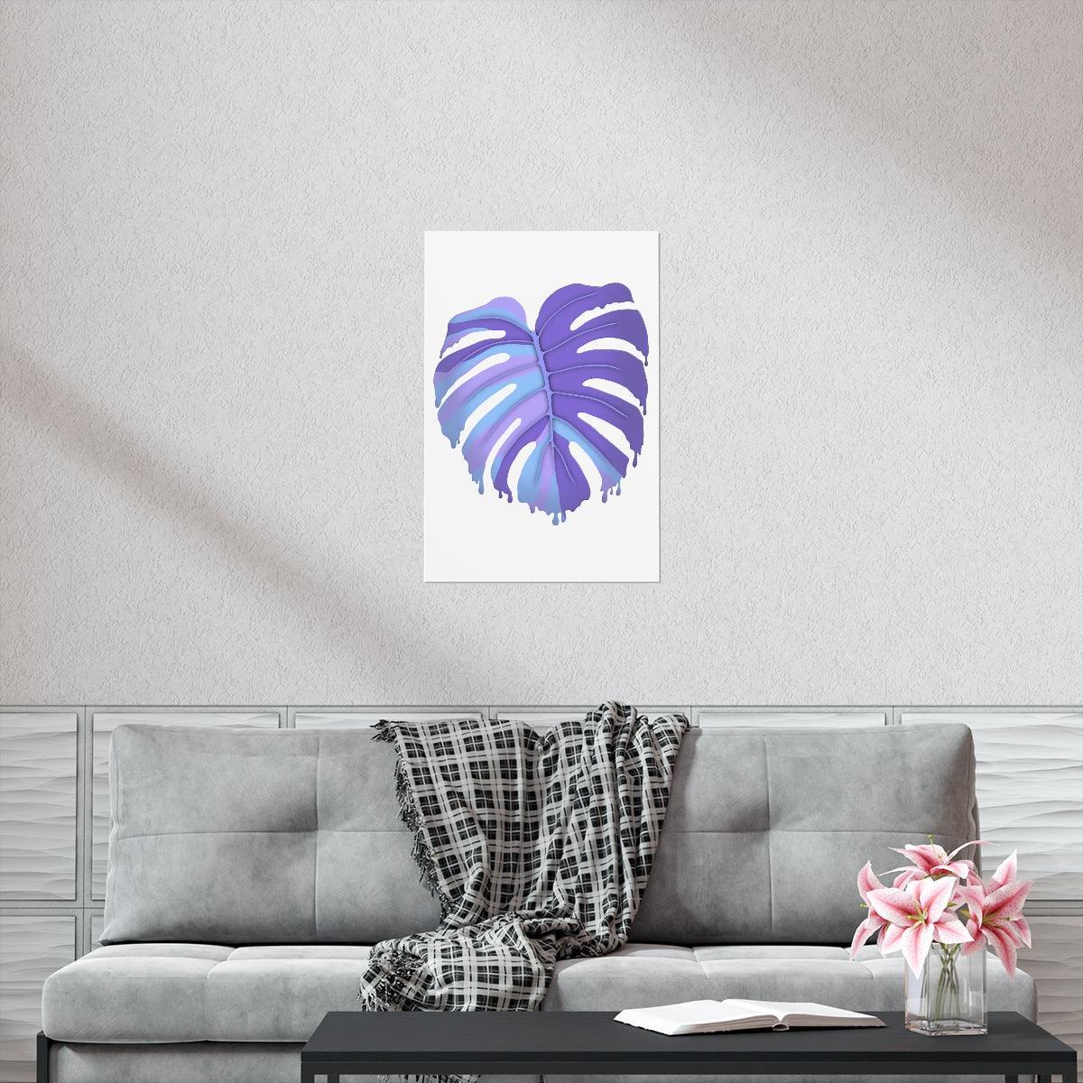 Purple Melting Monstera Botanical Print – Unframed Wall Art
