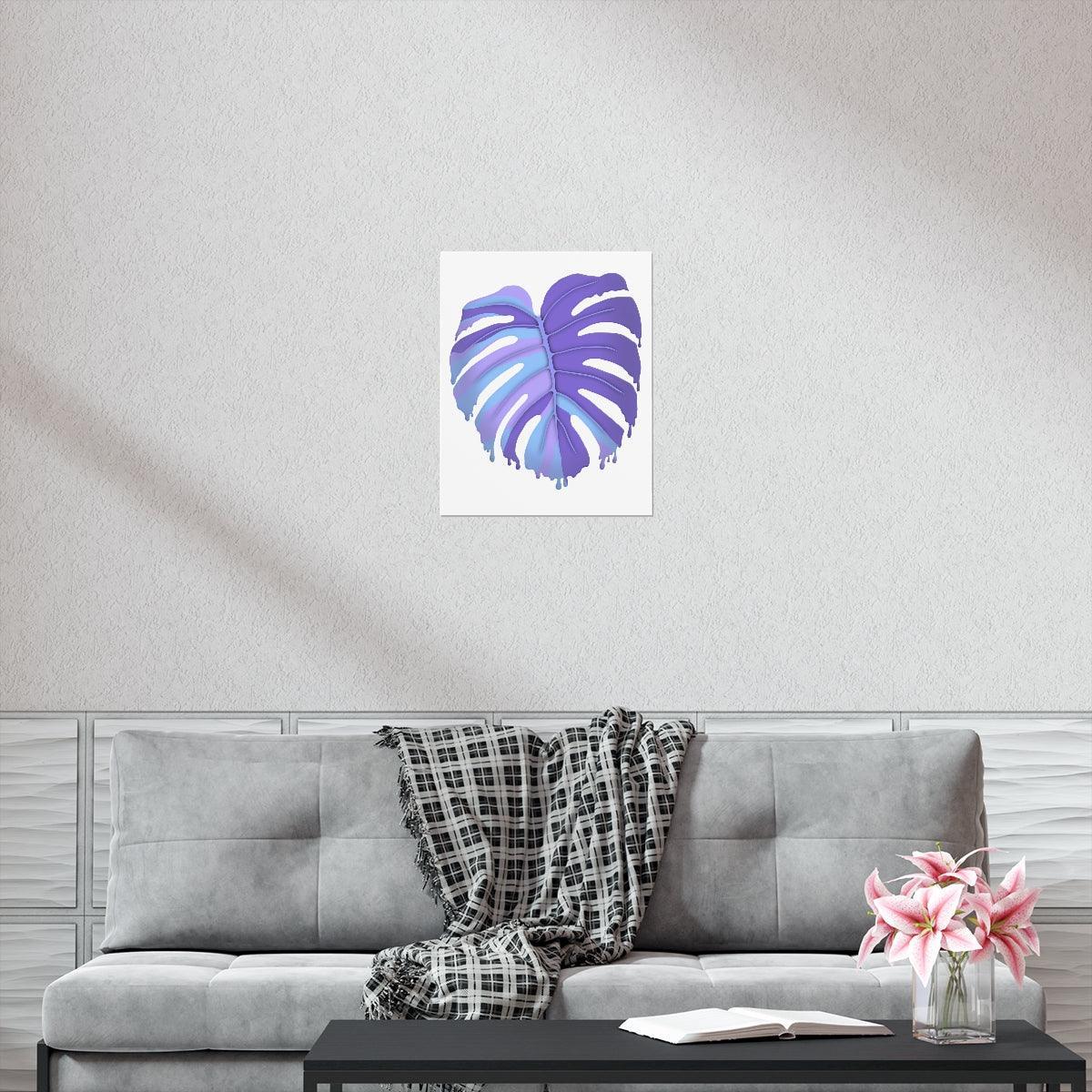 Purple Melting Monstera Botanical Print – Unframed Wall Art