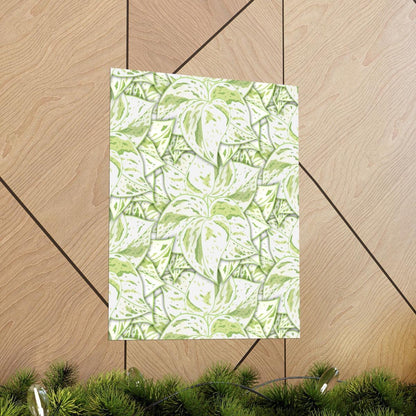 Snow Queen Pothos Pattern Botanical Print – Unframed Wall Art