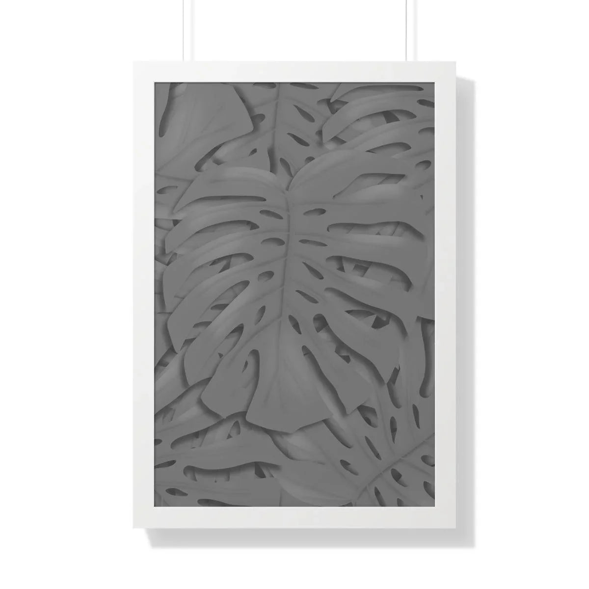 Grey Monstera Framed Print – Botanical Wall Art