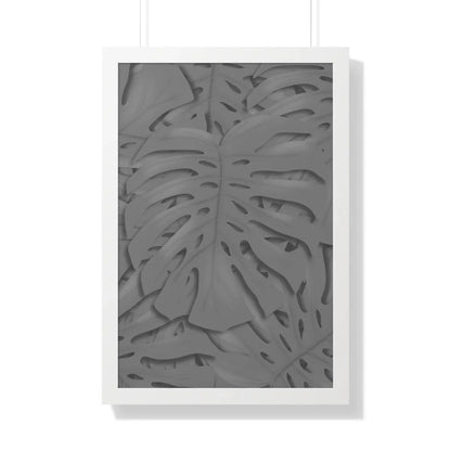Grey Monstera Framed Print – Botanical Wall Art