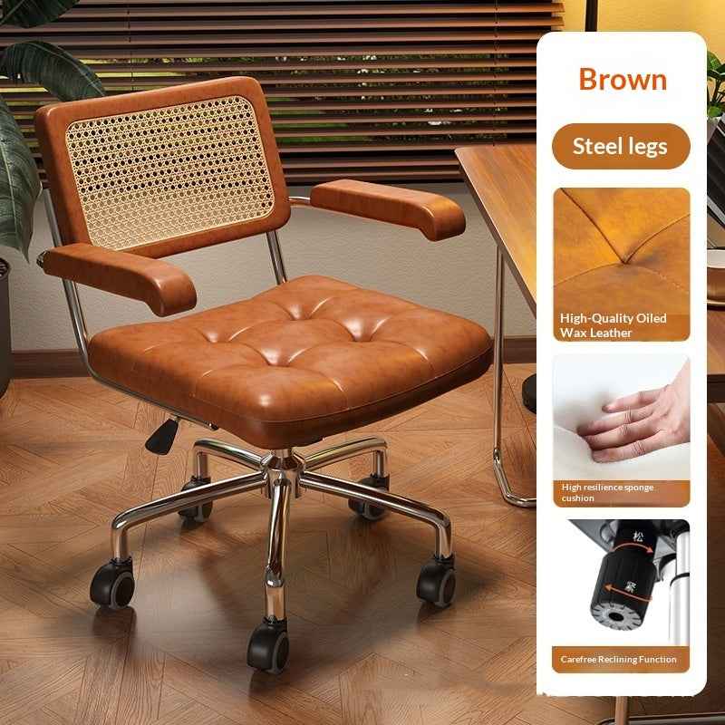 Wicker Computer Chair A Comfortable Height-adjustable Swivel Chair