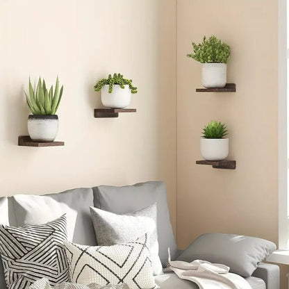 Wooden Wall Ornaments Flower Stand Bedroom Decorative Shelf