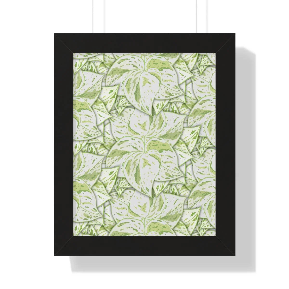 Snow Queen Pothos Pattern Framed Print – Botanical Wall Art