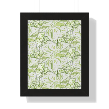 Snow Queen Pothos Pattern Framed Print – Botanical Wall Art