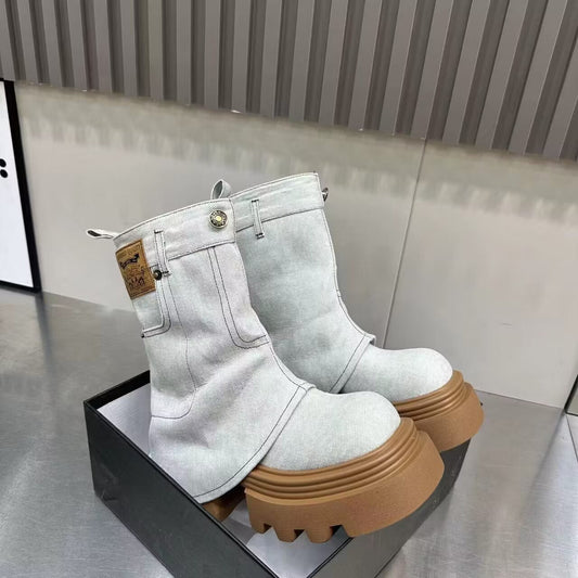 Versatile Casual Thick-soled Fashionable Cigarette Pants Boots For Women