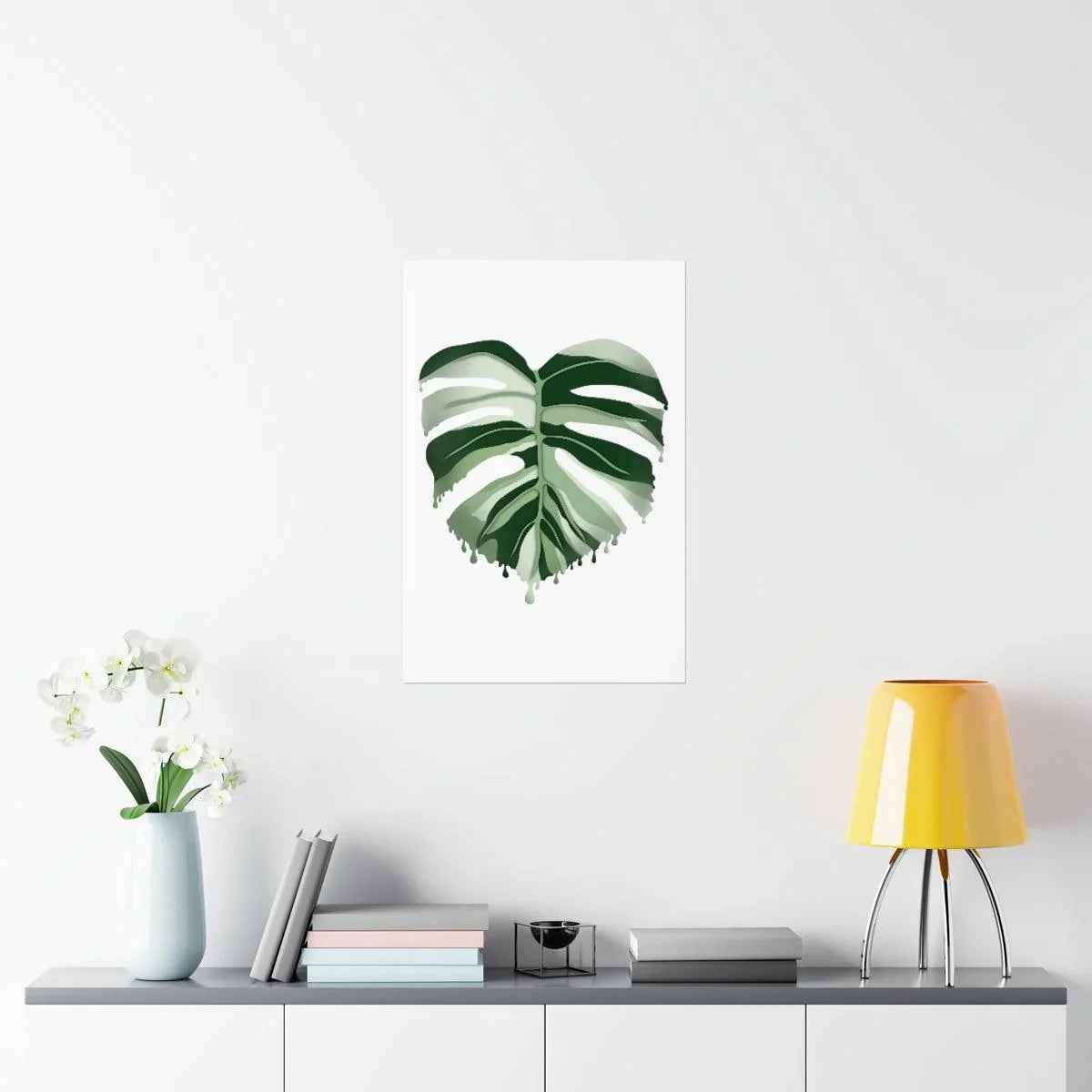 Melting Monstera Albo Botanical Print – Unframed Wall Art