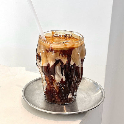 Small Group Hand Blown Irregular Design Pleated Glass Water Cup
