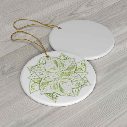 Snow Queen Pothos Ceramic Ornament – Translucent Leaf Holiday Decor
