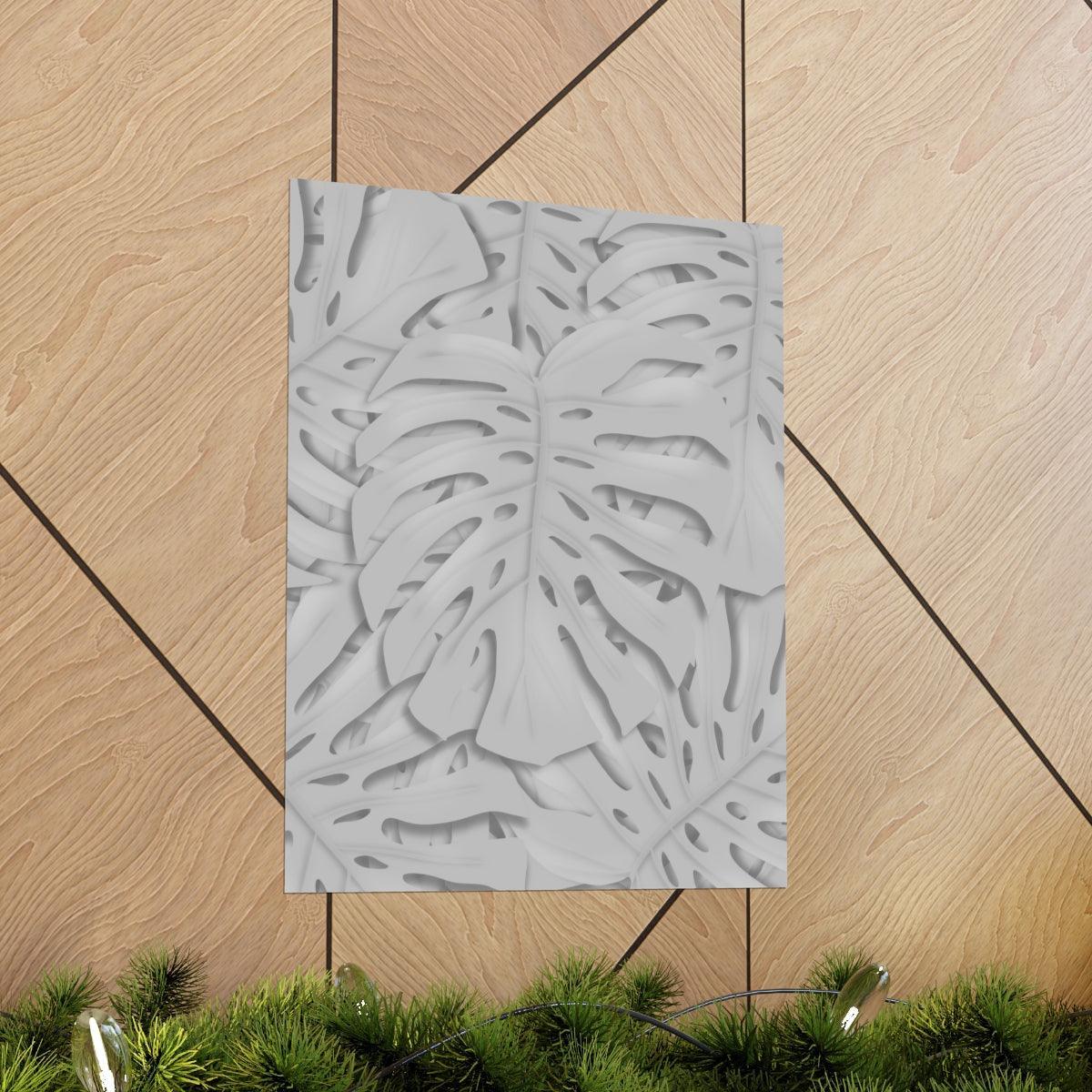 Soft Grey Monstera Botanical Print – Unframed Wall Art