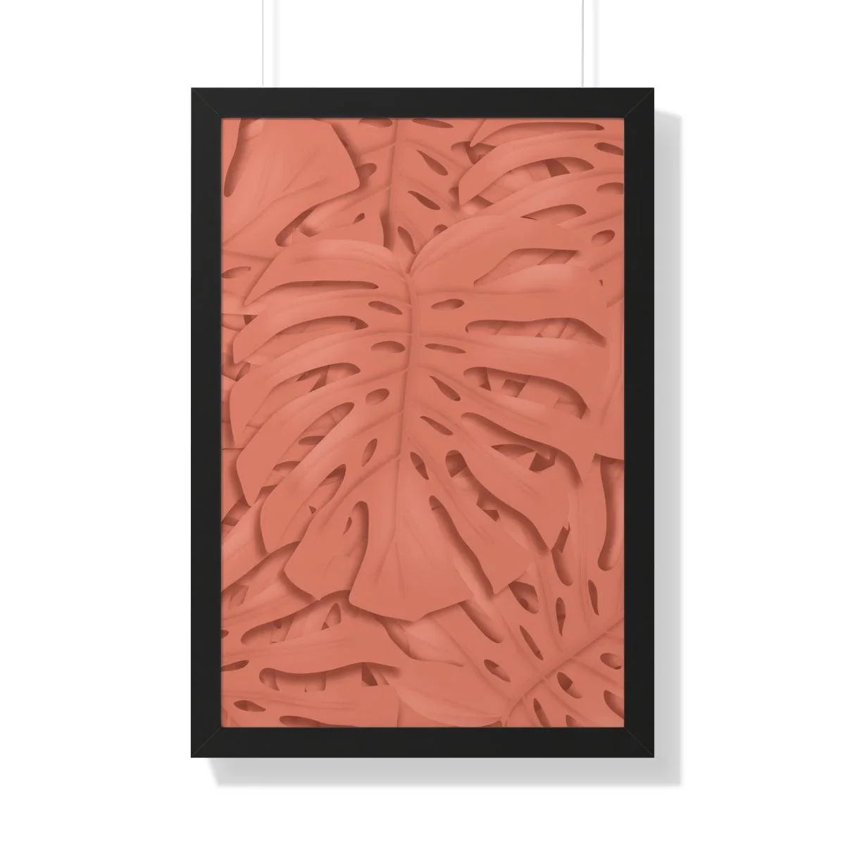 Coral Monstera Framed Print – Botanical Wall Art