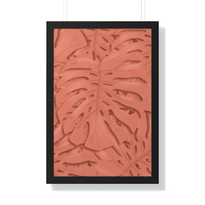 Coral Monstera Framed Print – Botanical Wall Art